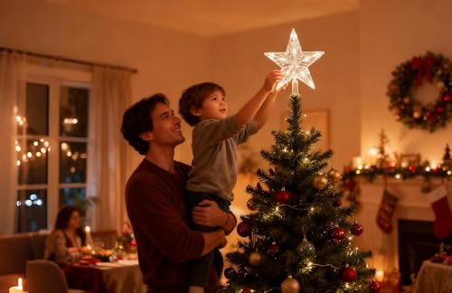 Christmas Star Tree Topper with Color Changing Lights and Remote Control H788
