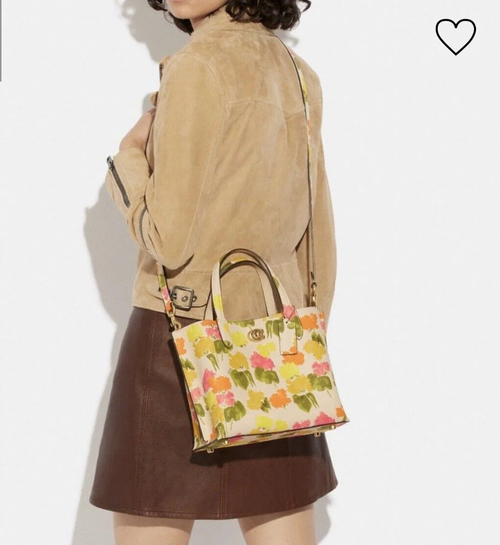 Floral Printed Leather Tote 24 Y971760