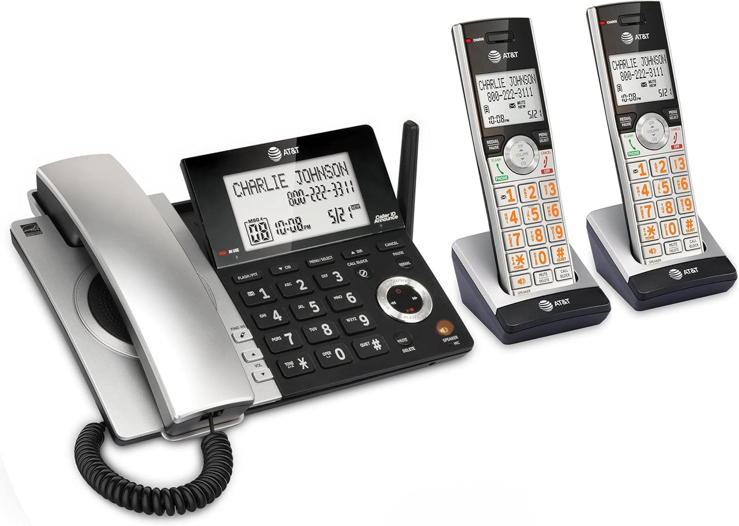 2-Handset Corded/Cordless Phone with Answering Machine and Call Blocking S4297