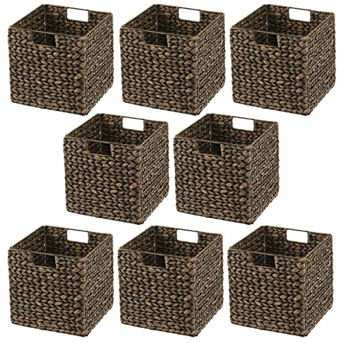 Woven Hyacinth Cube Organizer Basket with Handles, 8 Pack, Black Wash P159359