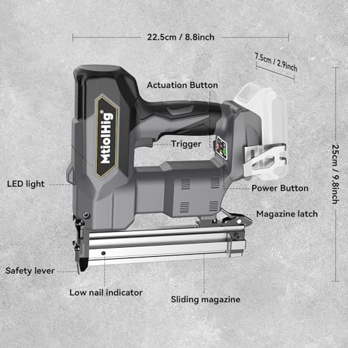 Cordless 18GA Brad Nailer for Wood Carpentry, Brushless, 2 Mode J35071