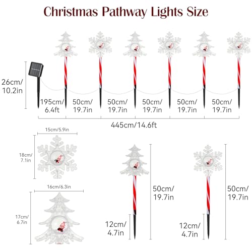 Solar Walkway Lights Outdoor, 8 Pack Candy Cane Christmas Decorations P5544