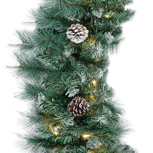 9ft Pre-Lit Christmas Garland for Stairs, Fireplace with 50 Lights W212
