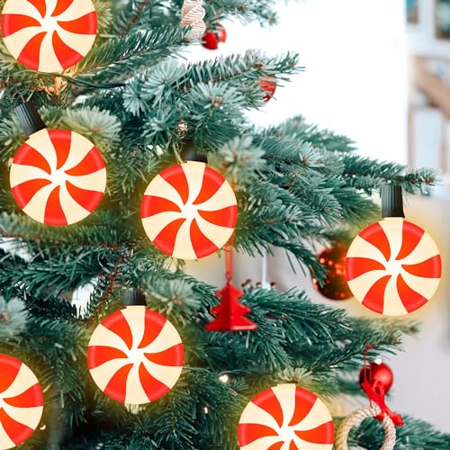 Unicorn Christmas Lollipop Pathway Lights, 10 LED Peppermint String Lights with Stakes M138626