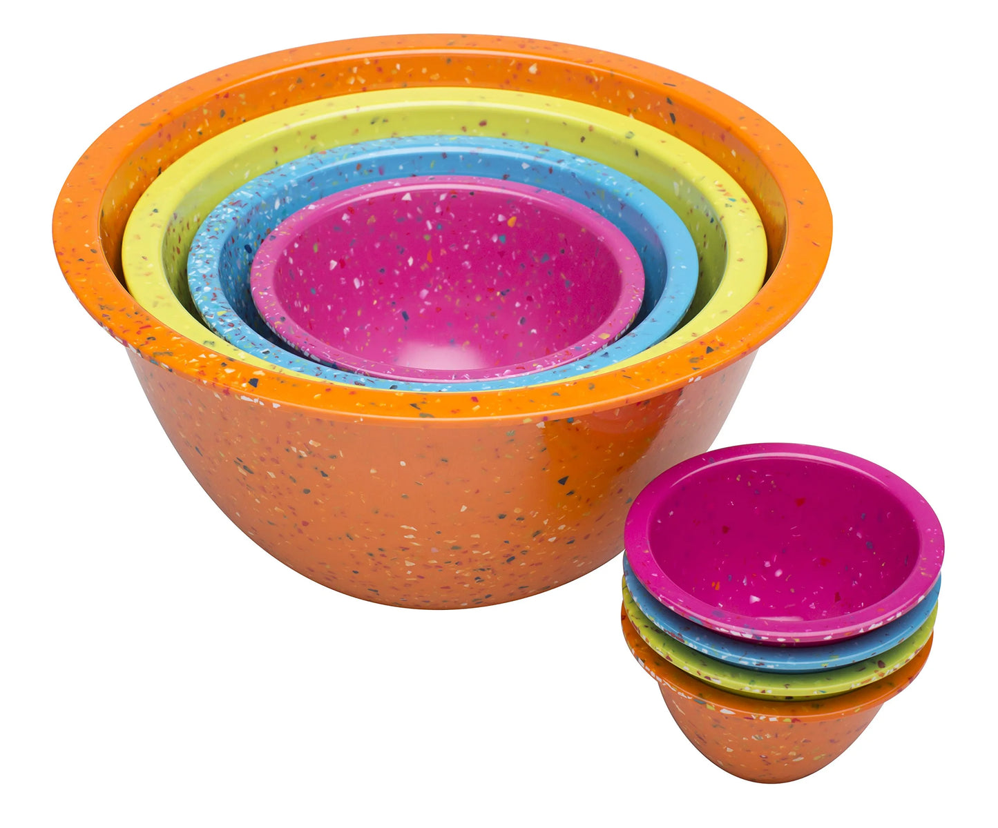 4 Piece Nesting Mixing Bowls for Food Prep and Serving, Durable Melamine, Space Saving Storage K913490