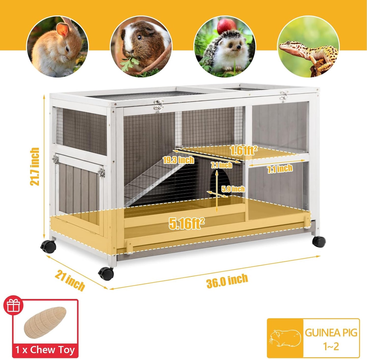 Guinea Pig Cage with Wheels and Pull Out Tray F827565
