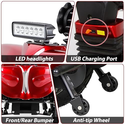 Heavy Duty 4 Wheel Mobility Scooter for Seniors & Adults, 500 lbs Capacity D9414