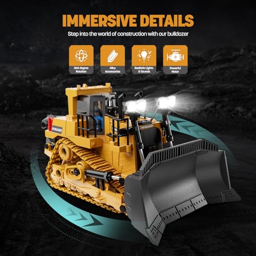 Remote Control Excavator Construction Toy for Boys, 11CH with Metal Shovel and Lights N4221
