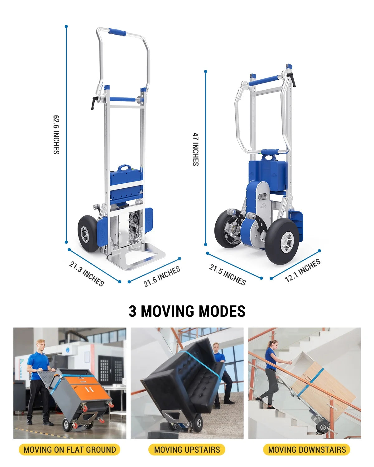 Electric Stair Climbing Hand Truck Dolly Cart with Auto Edge Brake, 375LBS Capacity A37376