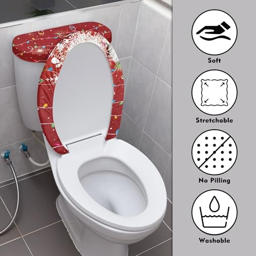 Christmas Toilet Lid and Tank Cover Set for Bathroom Decor Q334993