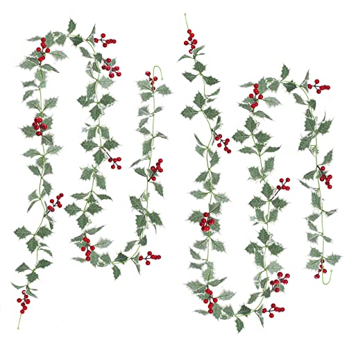 6.6 ft Christmas Garland with Faux Cedar and Glitter Berry H2007