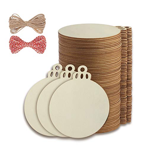 50PCS 4-Inch Unfinished Wooden Christmas Ornaments for DIY Crafts M377079