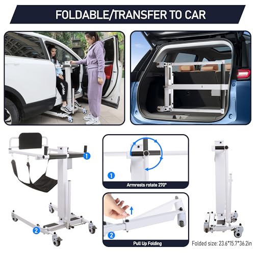 Patient Lift Transfer Chair for Home, Bathroom, Bedside, Shower, and Car Q90917