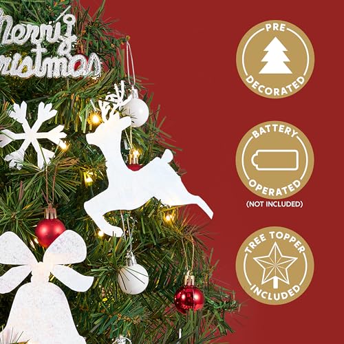 24" Mini Christmas Tree Tabletop Set with LED Lights and Ornaments V8406