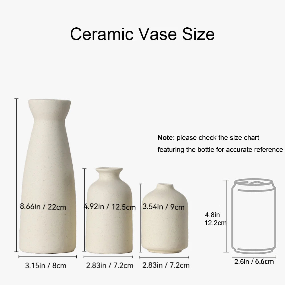 Set of 3 Beige Ceramic Vases for Home Decor C512