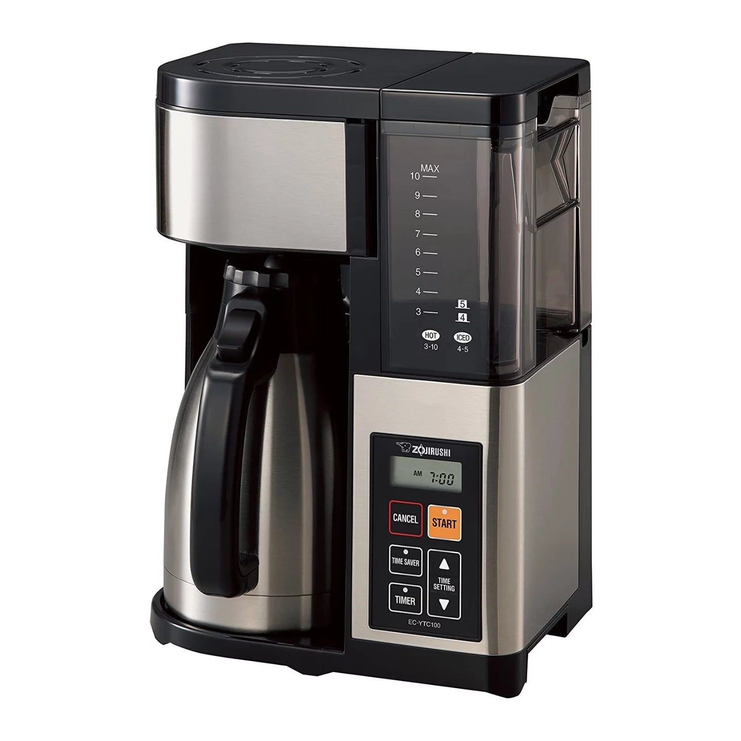 10-Cup Coffee Maker with Stainless Steel Carafe and 12-Ounce Tumbler E469