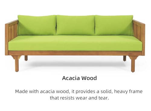 Outdoor 3 Seater Daybed with Cushions, Acacia Wood Patio Sofa H423