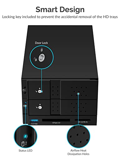 USB 3.2 5-Bay SATA Hard Drive Docking Station, Trayless, USB-C 10Gbps P669