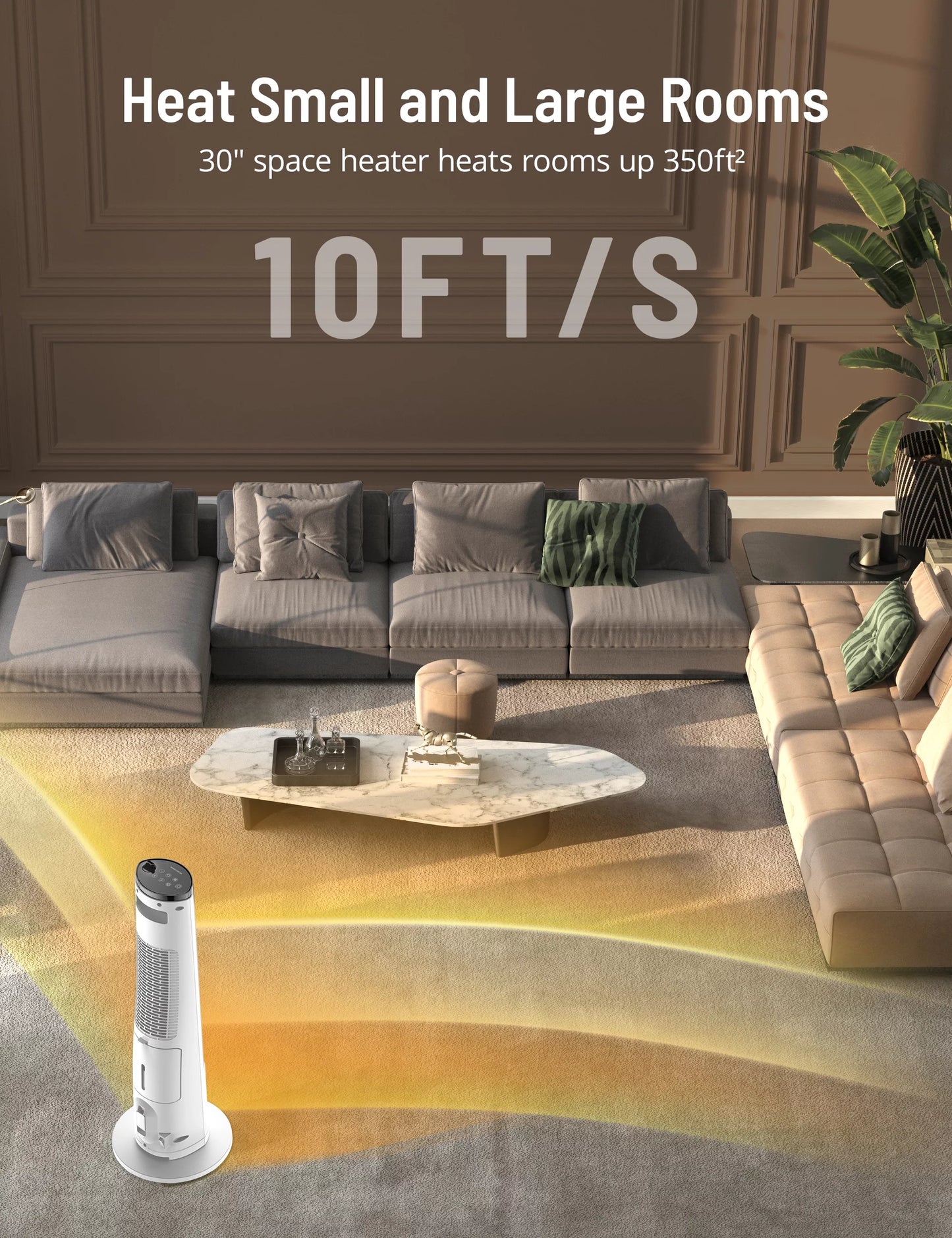 Tower Space Heater with Humidifier, 3 Heat Levels, 12H Timer K6307