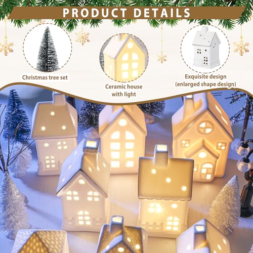 Ceramic LED Christmas Village Set with 8 Houses and 18 Trees C583