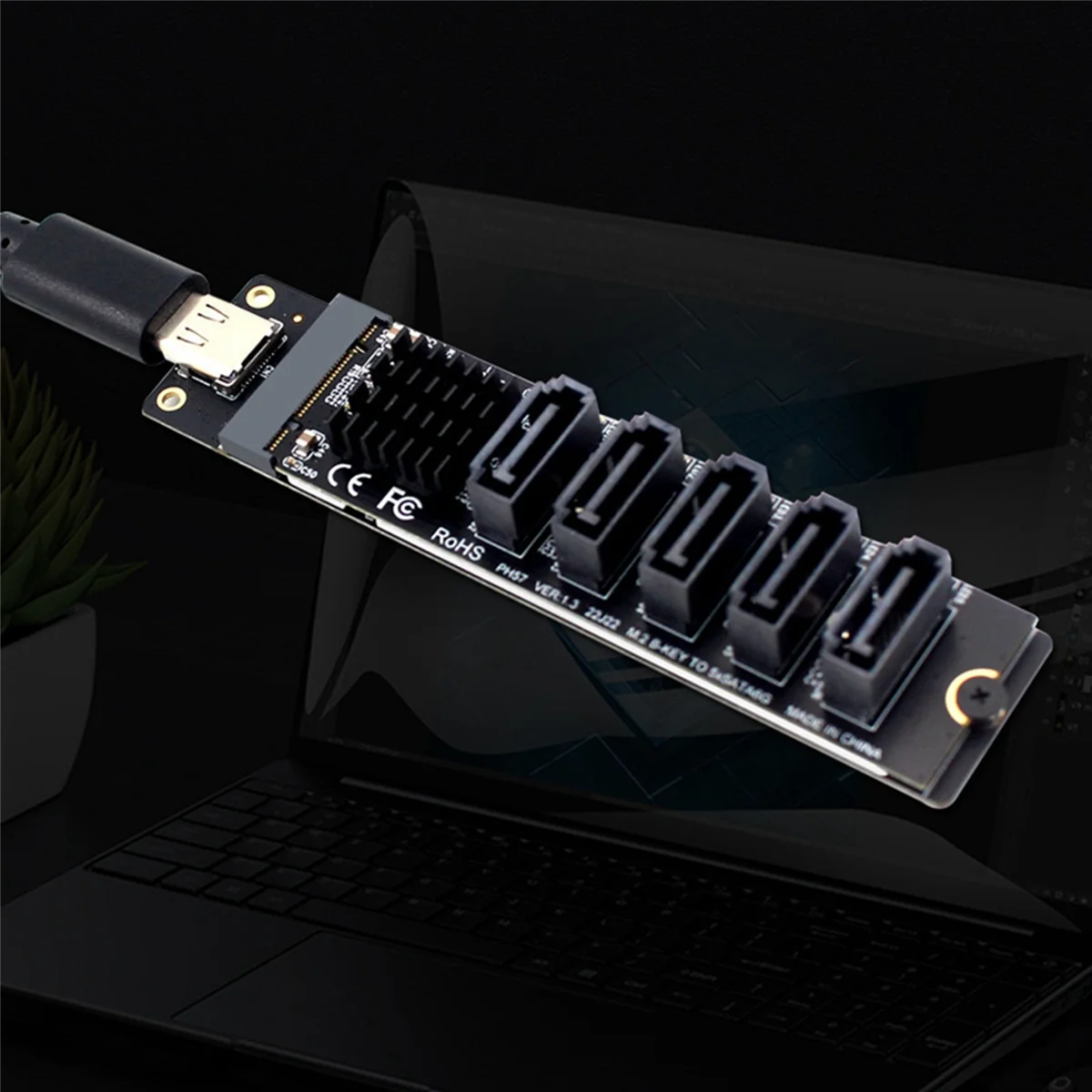 USB-C to SATA 5-Port Adapter Card for SSD HDD Expansion N148
