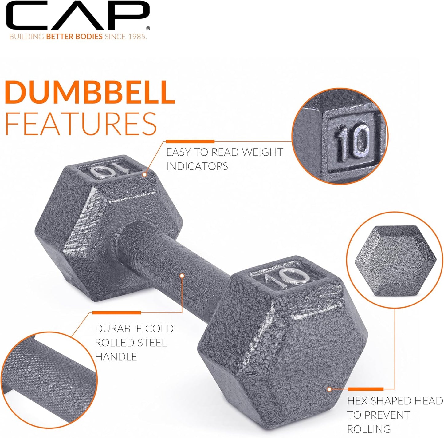 Cast Iron Hex Dumbbell, 45 lb R826