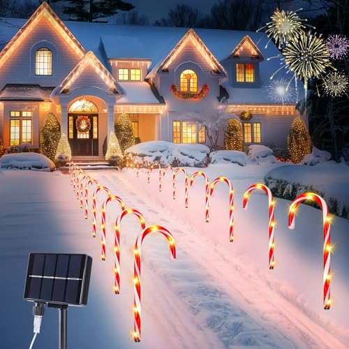 Solar Candy Cane Lights Outdoor Pathway, 8 Modes LED Christmas Decorations G8051