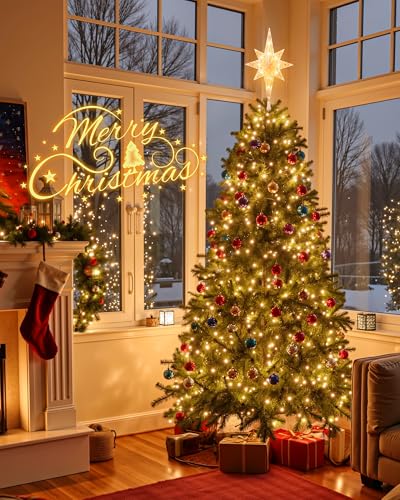 Christmas Tree Topper Star Lighted 3D Pentagram with 10 Bulbs Plug In G721