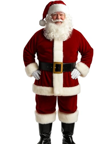 Men's Red Santa Claus Costume Set 11pcs X7282