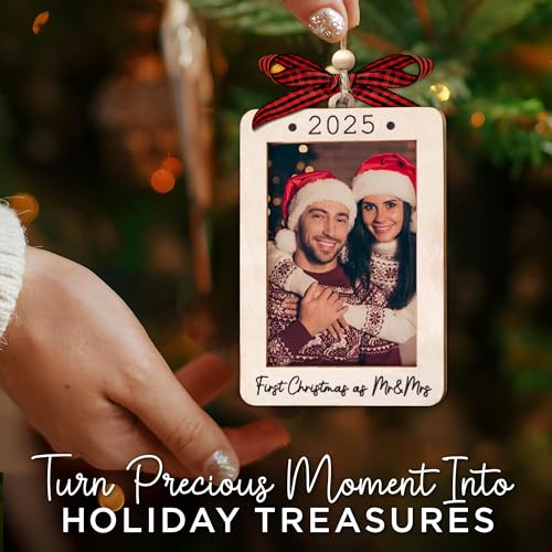Christmas Ornament Picture Frame - Wooden Landscape Photo Frame for Tree U75225