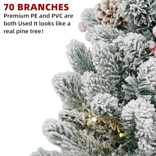 2FT Pre-lit Snow Flocked Tabletop Christmas Tree with LED Lights X324410