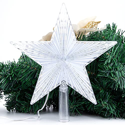 Christmas Tree Topper Star with Warm White Light, 8.7 Inch Q202
