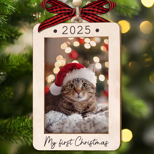 Christmas Ornament Picture Frame - Wooden Landscape Photo Frame for Tree U75225