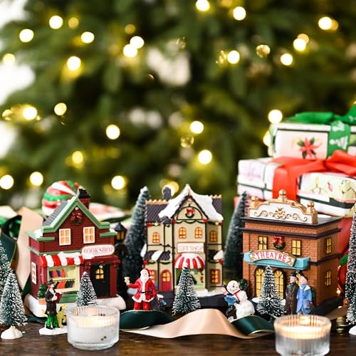 Pre-Lit Christmas Village Set, Battery Operated Tabletop Decor (17 PCS) W612