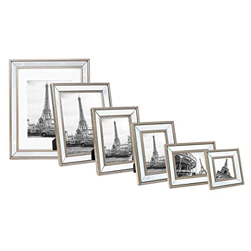 8x10 Gold Mirror Bead Picture Frame with Dotted Border for Wall Display or Tabletop P749