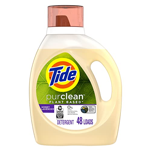Tide Purclean plant based liquid laundry detergent, honey lavender, 32 loads, 46 Fl Oz