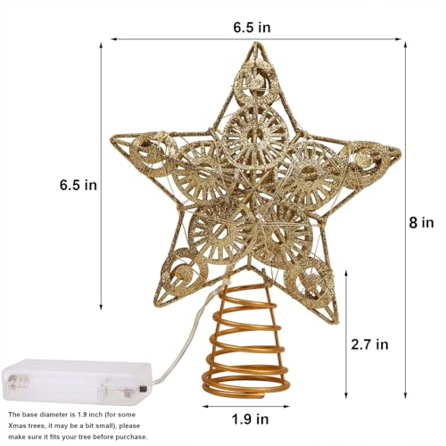 Star Tree Topper with 20 LED Lights, Battery Powered Christmas Decorations X627861