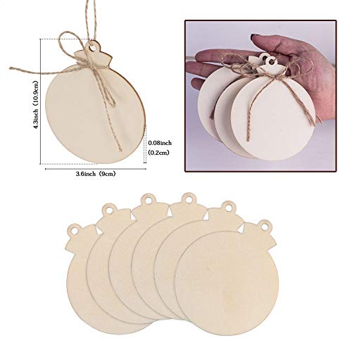 50pcs DIY Wooden Christmas Ornaments for Crafts, 4" Blank Wood Slices to Paint, Hanging Tree Decorations X7524