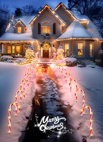 Solar Candy Cane Lights Outdoor Pathway, 8 Modes LED Christmas Decorations G8051