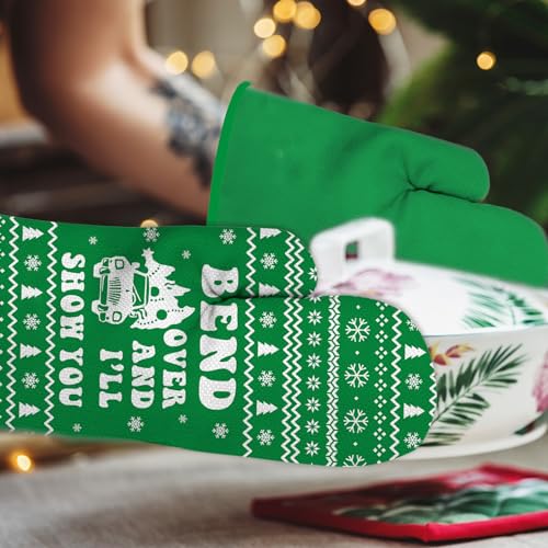 Funny Holiday Oven Mitts and Pot Holders for Kitchen Cooking Baking S2669