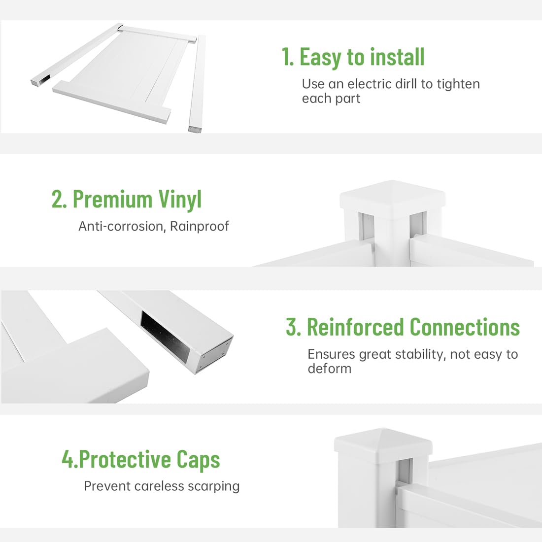 Fence Screen Kit, Vinyl Outdoor Privacy Panels with Metal Stake, White, 2 Panels Z87631