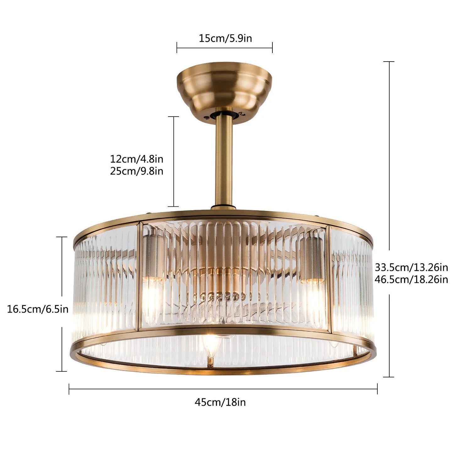 Farmhouse Ceiling Fan Light Gold With Remote Control L2827