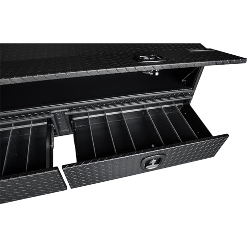 Aluminum Heavy-Duty Truck Tool Box with Lower Door, Diamond Tread, 21 x 18 x 72 Inch G7285