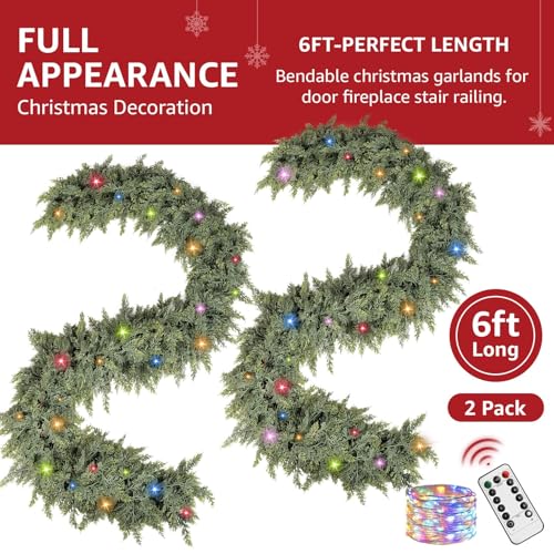 9ft Prelit Faux Pine Garland with Lights for Mantle Q9088