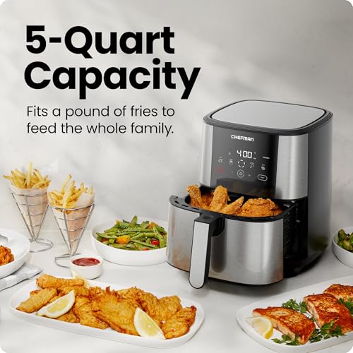 XL 8-Qt Touch Digital Air Fryer, Nonstick Dishwasher-Safe, Stainless Steel P242