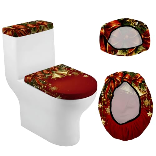 Christmas Toilet Lid Cover, Washable Bathroom Accessory O828