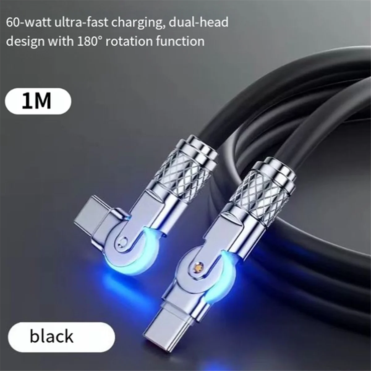 Type-C to Type-C 180° Swivel Double Elbow Data Cable 2m B3888