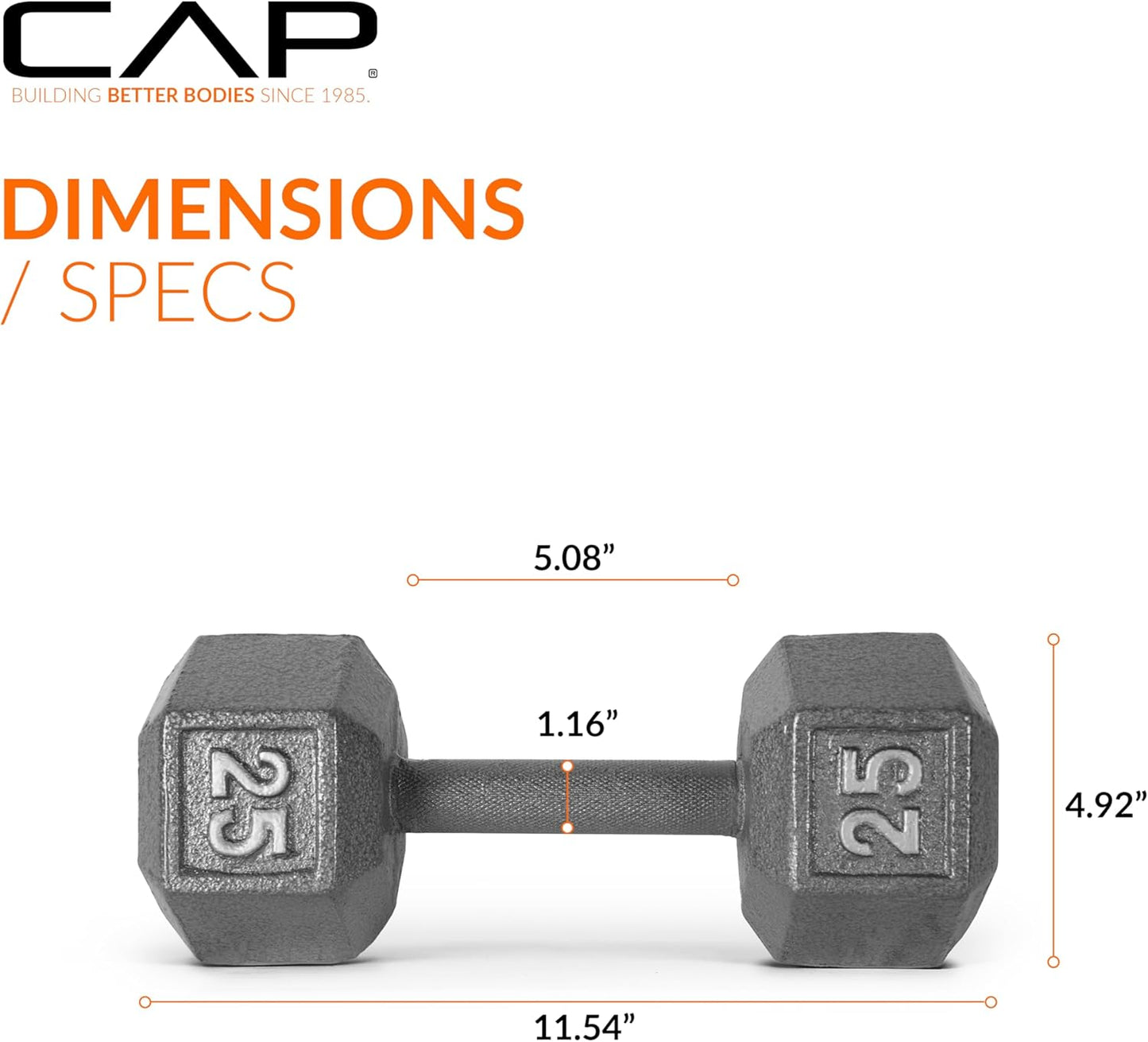 Cast Iron Hex Dumbbell, 25 lb A9504
