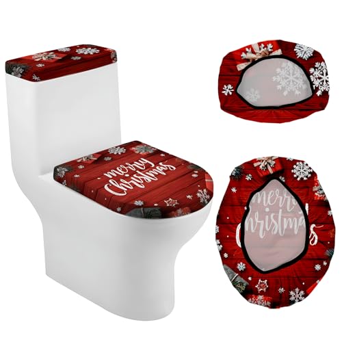 Christmas Toilet Lid Cover, Washable Bathroom Accessory O828