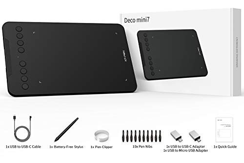 Drawing Tablet with 8192 Levels Pressure, 7 x 4 inch, 8 Shortcut Keys M356256